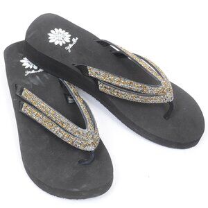 Yellow Box Janney Women's 9 Leather Studded Flip Flops Summer Sandals Thong